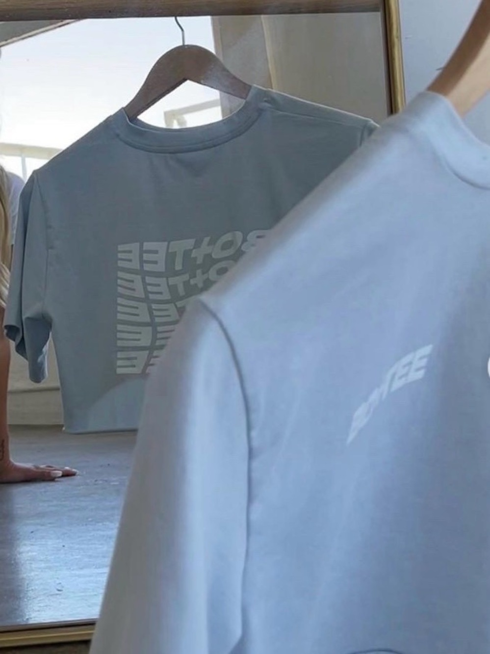 Cropped Crewneck Tee in Light Blue